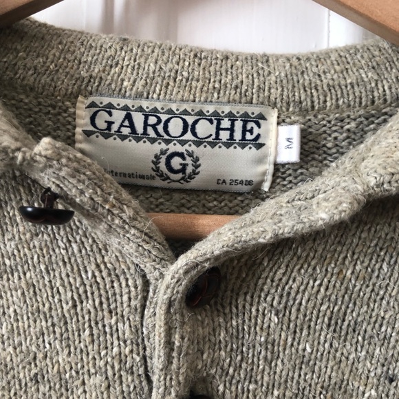 Garoche Vintage Men's Tan Argyle Quarter Botton Sweater Medium - Picture 3 of 10